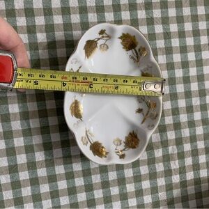 Vintage Gold and White color Leaf Dish